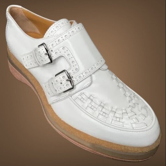 HERMES Tuscan Calf Leather Double Monk Straps Brogue Loafer Shoes EU 40 - Picture 1 of 15